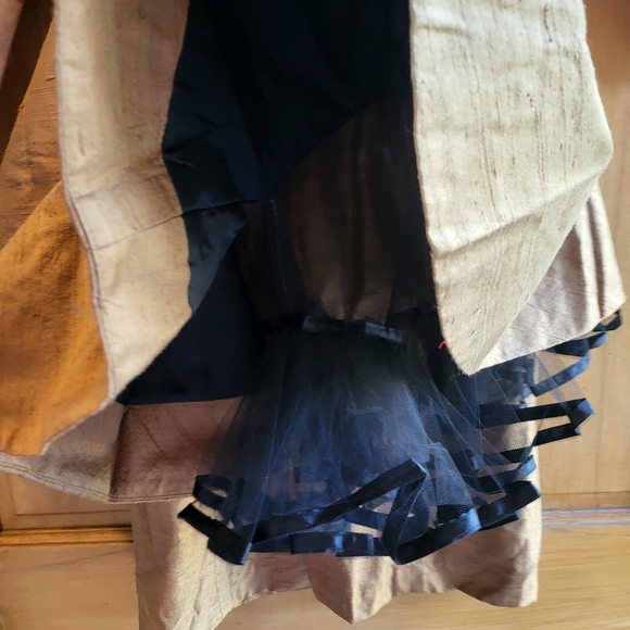 Saint Romei 80's Vintage Gold Dress 100% Silk Size 8 - Picture 5 of 9